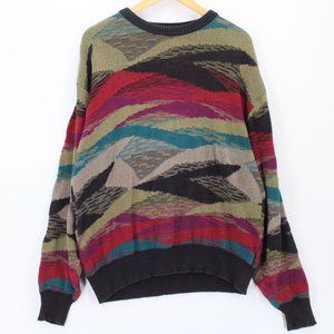 Vintage Players Collection Golf Sweater Mens Multicolor Pullover Long Sleeve 90s